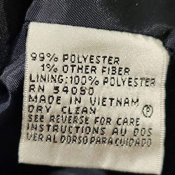 Le suit Blazer Size 4 Navy Blue Color 3 Front Buttons Shoulder Pads - Picture 6 of 7